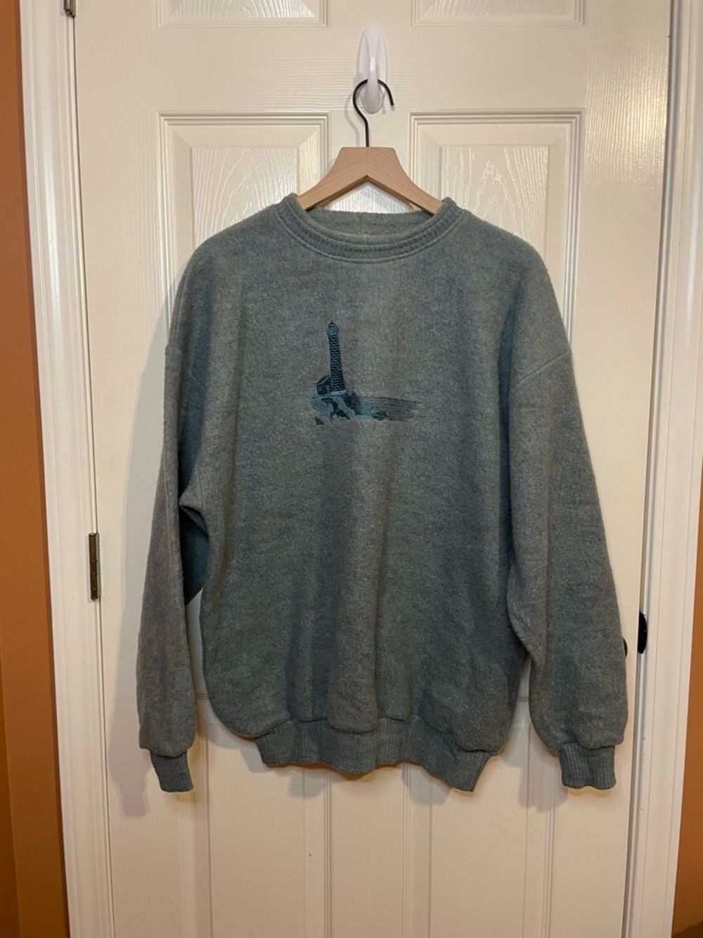 Art Unlimited Vintage Americana Lighthouse Nautical Crewneck Sweatshirt Size XL
